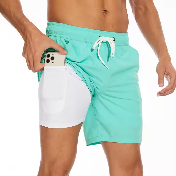 Traje de baño para hombre con forro de compresión, pantalones cortos de secado rápido, pantalones cortos de baño para playa-551-2 - 1