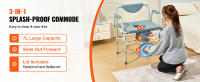 SucceBuy Silla cómoda, cómoda de noche ajustable de 5 niveles con brazos abatibles, respaldo, cubo extraíble de 7 litros, capacidad de 1000 libras - details 4