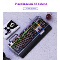 K100 Metal Verdadero Teclado Mecánico Pomo Reposamanos Gaming Eje Cian Cableado USB - details 16