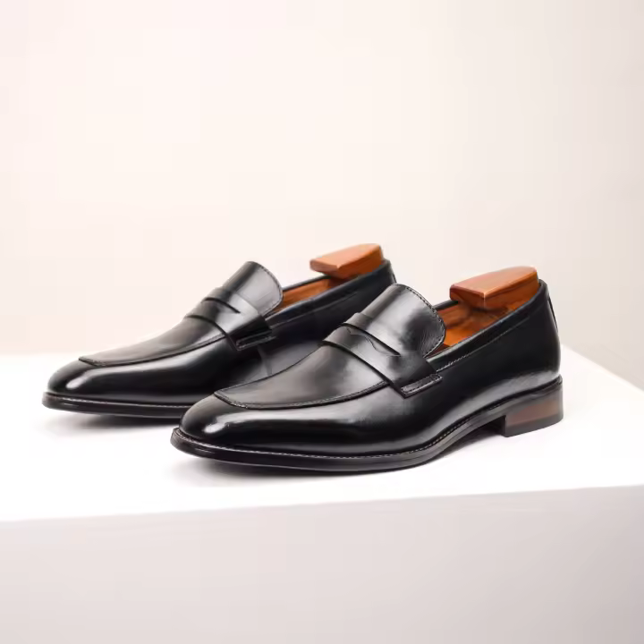 Primera capa de cuero de vaca, zapatos perezosos de un pedal, zapatos casuales de cuero, mocasines. - 1