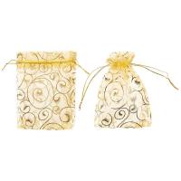 Bolsas de Organza doradas con estampado de pestañas, 100 piezas, 10x15cm, bolsa de joyería, bolsas de Organza con cordón para favores de boda, regalo de dulces - details 4