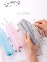 Estuche de nailon dedicado para estudiantes, bolsa de malla transparente para lápices, bolsa de gran capacidad, suministros escolares, papelería - details 0