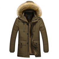 Parkas gruesas a prueba de viento para hombre, abrigos de lana para mantener el calor, chaquetas de sombrero extraíbles, estilos medianos y largos, al aire libre, nuevo, Invierno - details 1