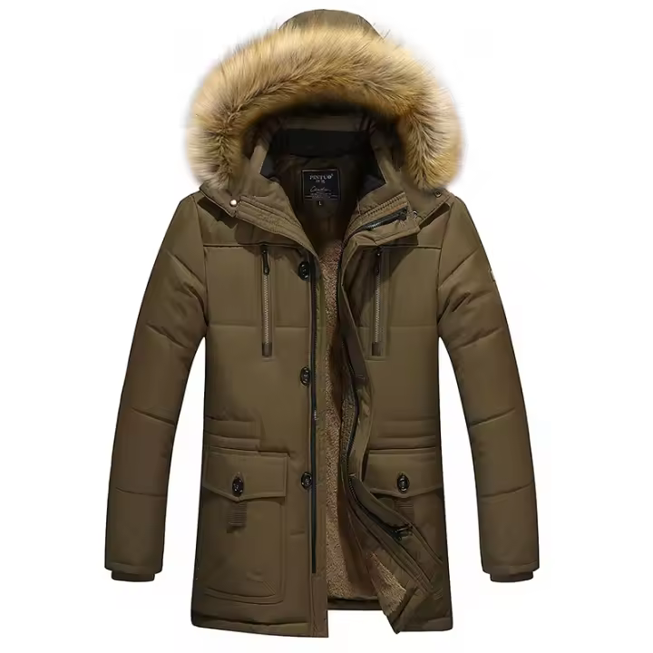 Parkas gruesas a prueba de viento para hombre, abrigos de lana para mantener el calor, chaquetas de sombrero extraíbles, estilos medianos y largos, al aire libre, nuevo, Invierno - 1