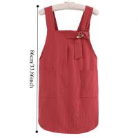 Delantal de cocina de algodón con correas cruzadas, delantal de cocina para el hogar resistente a la suciedad, ajustable con bolsillo, ropa de trabajo coreana, cocina casera - details 0