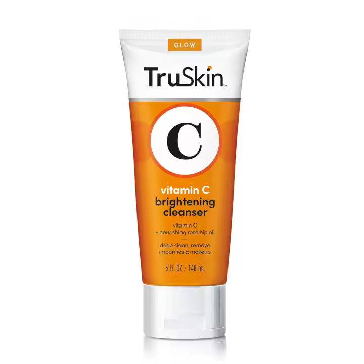 TruSkin Limpiador facial con vitamina C - Limpiador facial iluminador con vitaminas C y E, aceite de rosa mosqueta, aloe vera y MSM - Limpieza profunda y refrescante para una piel radiante y saludable, 5 fl oz - 1