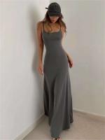 Mujer Primavera Verano estilo ceñido al cuerpo y sin mangas Spaghetti Strap Split vestido tubo Vestidos SS161 - details 0