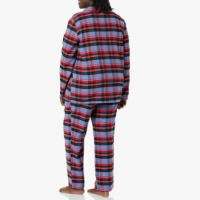MoFiz Pijamas Mujer Algodón Cuadros Manga Larga con Traje Dos Piezas Casual Ropa de Casa Dormir con Botones - details 3