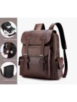 Mochila de hombro de cuero impermeable para hombre, bolso Retro informal de gran capacidad para ordenador portátil de negocios para estudiantes, mochila escolar de viaje, moda - details 2