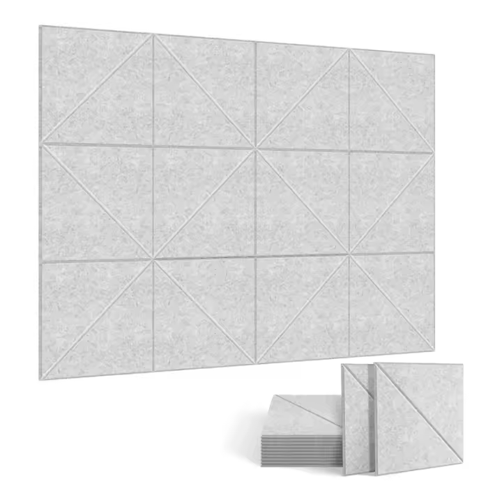 Paneles acústicos decorativos para pared y techo, paquete de 12X12 pulgadas, color gris plateado - 1