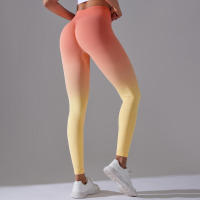 Yoga degradado para mujer, leggings de gimnasio de cintura alta, pantalones deportivos sin costuras, pantalones de entrenamiento para correr - details 5