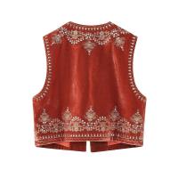 BUNO-Chaleco bordado de terciopelo Vintage para mujer, chaqueta sin mangas con cuello de pico, chalecos elegantes, chalecos de moda para mujer, abrigo 2025 - details 5