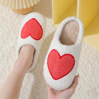 Día de San Valentín popular invierno cara sonriente gran amor zapatillas de algodón. - details 17