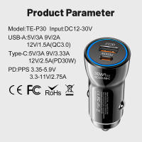 Cargador de teléfono para coche tipo C + USB Dual de carga rápida PD 30W + USB QC3.0 18W MAX para encendedor de coche, ranura para camión, adaptador Universal divisor - details 2