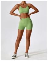 Pantalones cortos de yoga sin costuras para mujer, shorts con espalda en V, realce de glúteos, ropa de gimnasio, fitness - details 12