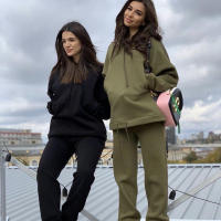 Suéter de color liso con bolsillo grande para mujer, ribete informal de dos piezas, nueva moda - details 5