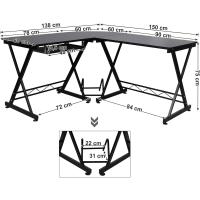 Escritorio de Esquina Forma L Mesa de Ordenador Ideal para Estudio y Juegos Ahorro de Espacio - details 9