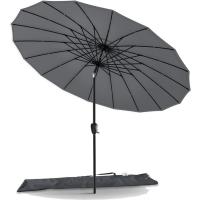 Sombrilla de Playa Grande Parasol Inclinable con Manivela Protección UV para Patio, Jardín, Piscina, Exterior Gris - details 14