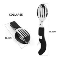 Cuchara 4 en 1 de acero inoxidable, cuchara, cuchillo, tenedor, abridor de botellas, juego de bolsillo plegable, juego de villa al aire libre - details 6