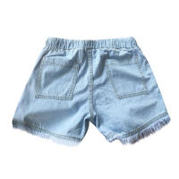 Pantalones Cortos de Denim Tendencia de Verano Cintura Elástica con Cordón, Borda con Flecos, Pocket para Mujer - details 8