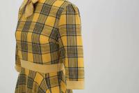 Vestido Midi de Cuello Alto con Lazo de Cuadros Retro Moda de Invierno para Mujeres Hepburn - details 16