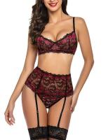 Conjunto de lencería de cintura alta para mujer, ropa interior con liguero de encaje - details 14