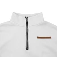 Jersey de cuello alto de terciopelo para hombre, suéter informal de color sólido, media cremallera, talla grande, tendencia de invierno - details 3