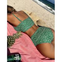 Bikini azul de lunares para mujer, traje de baño Sexy de cintura alta, bañador brasileño de realce con cordones, conjunto de Bikini 2021 - details 15