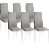 Home Pack 6 sillas, Sillas Comedor,, Tejido Gris y Patas Blancas, Modelo Yuri, Medidas: 44 cm Ancho x 42 cm Largo x 96 cm Alto - details 0