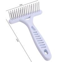 Cepillo de rastrillo suave para novio de gato, peine de rastrillo para perro de doble fila, peine de fila de agujas para perro blanco de acero inoxidable, cepillo de limpieza para perro - details 7