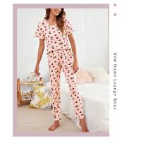 Conjunto De Pijamas Para Mujer Estampado De Flores Verano Otoño Camiseta Corta Y Pantalones Anodados Ropa De Casa Casual - details 7