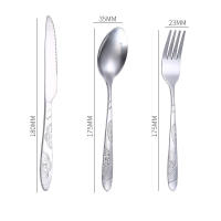 Juego de cubiertos portátiles de acero inoxidable con estuche, cuchillos para carne, tenedor, cuchara, vajilla de Camping familiar, 3 piezas - details 2
