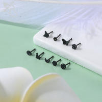 ZS-Juego de Piercings de Nariz de acero inoxidable para hombre y mujer, Piercing de calavera negra, murciélago, gato, Perno nasal, anillo en forma de L, joyería, 20G, Punk, 1 Juego - details 4