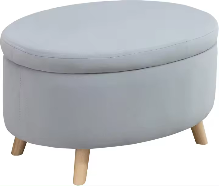 Taburete de Almacenamiento de Terciopelo Puff Tapizada con Tapa Extraíble Patas de Madera - 1