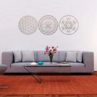 Juego de Arte de pared de Geometría Sagrada, arte de pared de madera, escultura, decoraciones de pared para decoración del hogar, 3 piezas por juego - details 5