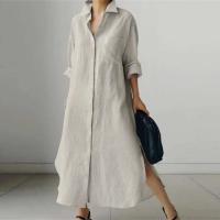 Vestido Casual para Mujer de Manga Larga Falda Irregular con Estilo Solidario y Cuello Suelto - details 0