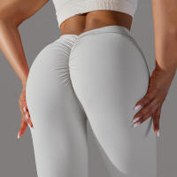 Pantalones de yoga con espalda en V para mujer, leggings sexys para entrenamiento Fiess, gimnasio, correr, cintura alta - details 1