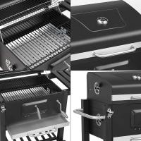 Carrito de Parrilla de Carbón Ajustable con Tapa BBQ Eléctrico con Termómetro para Acampar, Jardín, Balcón Productos Normales - details 9