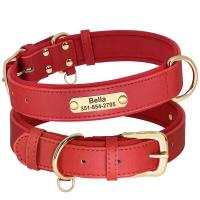 perro cuero PU personalizado, collares acolchados suaves, Collar identificación de mascota grabado gratis para perros pequeños y - details 7