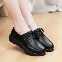 Zapatos De Trabajo Antideslizantes Para Mujer, calzado De Cuero negro, Cómodos Y Planos Y Suaves Para Comedor Y Cocina - details 4
