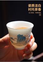 Juego de jade de grasa de oveja para taza de té, juego completo para uso doméstico, taza de té de Kung Fu, dormitorio, oficina, recepción, combinación de cuenco con tapa - details 11