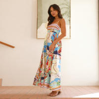 2025 Primavera/Verano nuevo vestido de tirantes de estilo festivo colorido estampado de cintura alta para mujer - details 4