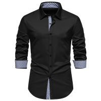 Camisa de Hombre con Bloques de Color a Rayas para Primavera Camisa de Manga Larga para Negocios Casual Blusa Social para Fiesta en Oficina Material Exterior de Poliéster - details 7