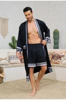 Ropa de Noche de Seda Satinada Estilo Barroco Camisa de Baño Casual Suelta para Hombres - details 1