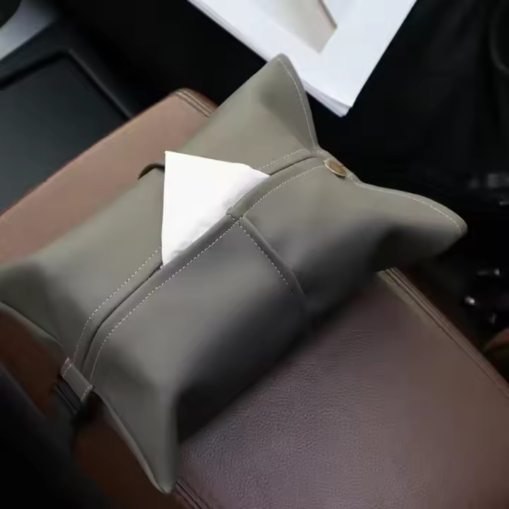 Caja de pañuelos de coche de alta calidad, bolsa de pañuelos para reposabrazos de coche resistente al desgaste de cuero sintético, estuche de almacenamiento de pañuelos impermeable de alta calidad para el hogar - 1