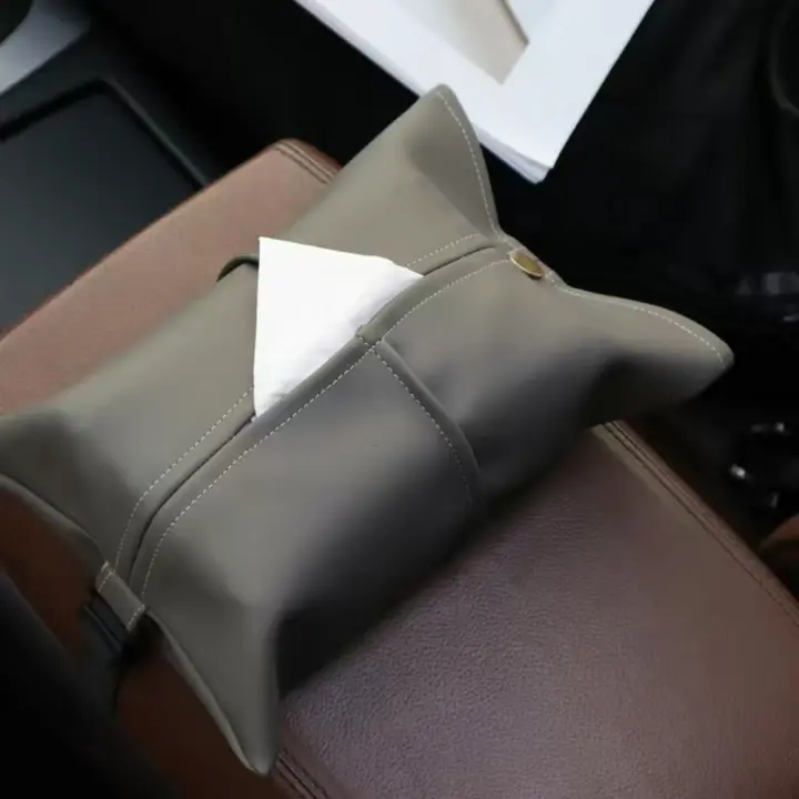 Caja de pañuelos de coche de alta calidad, bolsa de pañuelos para reposabrazos de coche resistente al desgaste de cuero sintético, estuche de almacenamiento de pañuelos impermeable de alta calidad para el hogar - 1
