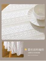 Mesa de comedor Ense blanca de lujo, tela con estampado geométrico, mantel rectangular redondo, funda bordada, decoración de boda - details 5