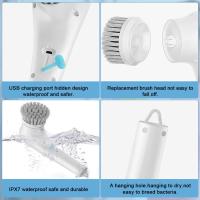 Cepillo de limpieza del hogar, Fregador Giratorio Eléctrico Potente con 5 Cepillos,Se Puede Cargar por USB para bañera de baño, Cocina, Ventana, bañera, Plato - details 4
