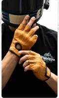 Guantes de cuero de medio dedo para hombre, equipo de protección, transpirables, para Motocross y motociclista - details 0