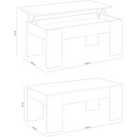 Mesa Baja de Centro Elevable Estilo Sala o Comedor Modelo LC Acabado en Blanco Artik y Roble Canadiense Medidas 100 cm x 50 cm x 45-56 cm - details 2